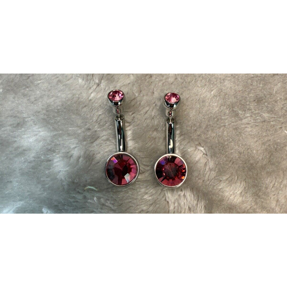 Studiocult Set of 2 Stainless Steel Pink Belly Button Faux Gauge Earrings NEW - Picture 1 of 4